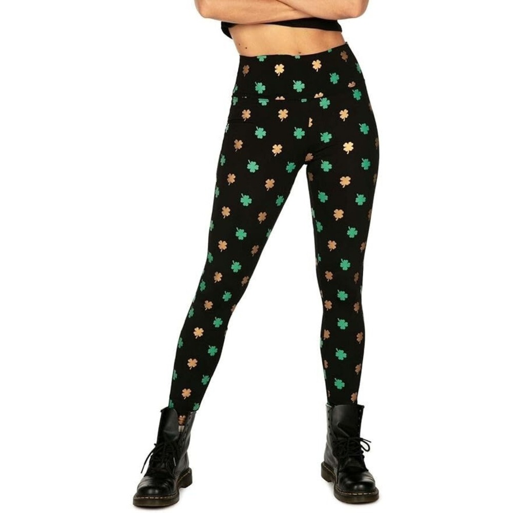 Tipsy Elves Fun St Patrick's Day High Waisted‎ Shamrock Leggings for Women - XL